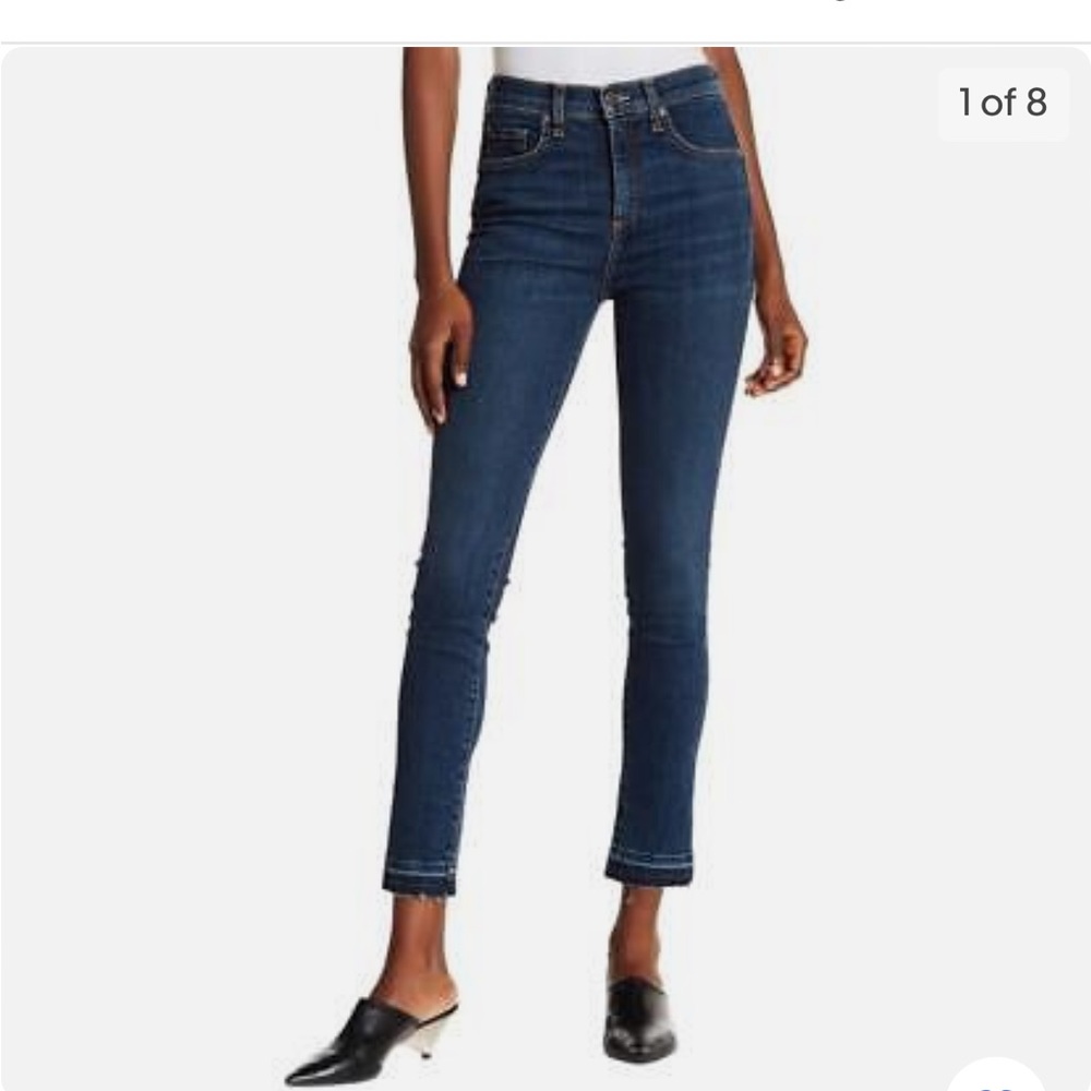 Veronica Beard Women's Kate High Rise Skinny Jeans Vintage Wash Fray Hem sz 27